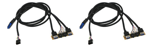 2 Piezas De Panel Frontal De 60 Cm Usb3.0+usb3.0+conector De