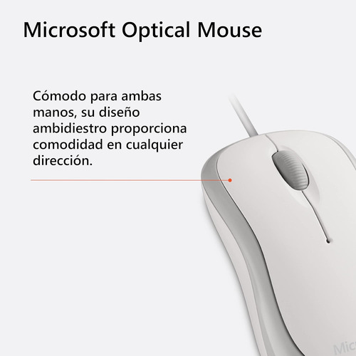 Mouse Microsoft Blanco Con Cable Usb