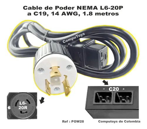 Cable Nema L6-20p Lock A Iec C19 1.8 Metros 14 Awg Computoys