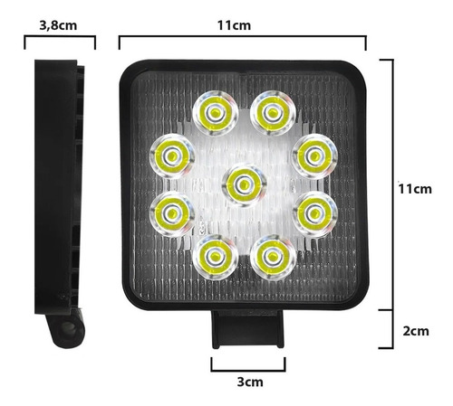 Imagen 3 de 9 de 10 Faros Proyectores Auxiliar 9 Led 27w Auto 4x4 Cuatri Agro