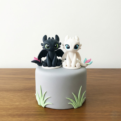 Adorno Torta Chimuelo Y Furia Luminosa Entrenar A Tu Dragon Rosa Pálido Adorno Torta