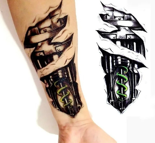 Tattoo Fake Biomecânica Tatuagem O Temporária Grande 21 X 15