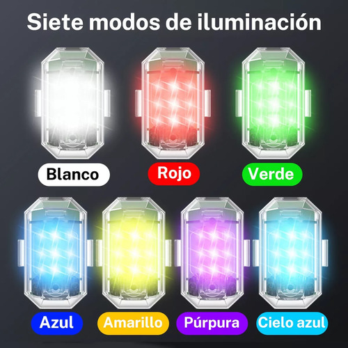 Luz Estroboscópica Led Para Motocicletas 7 Colores Recargabl