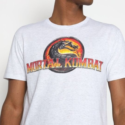 Playera Hombre Mortal Kombat Logo Original Gris Scorpion 11