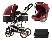 Comprar Coche Cuna Con Silla Nido Y Accesorios Lubabycas Burdeos Color Burdeo Chasis Dorado