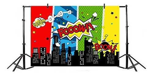 Yeele 5 X 3 Pies Dibujos Animados Comic Ciudad Superheroe F