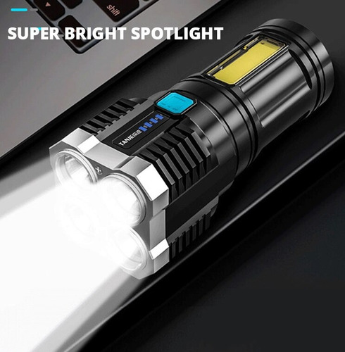 Linterna Led De Alta Potencia Recargable 4 Modos Luz Lateral
