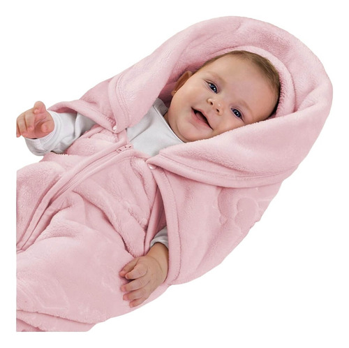 Manta Bebê Baby Sac Rosa Saco De Dormir Cobertor Jolitex