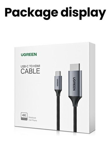 Cable Ugreen Micro USB tipo C a HDMI, negro, velocidad de hasta 5,4 Gbps, resolución de hasta 4 K 60 Hz