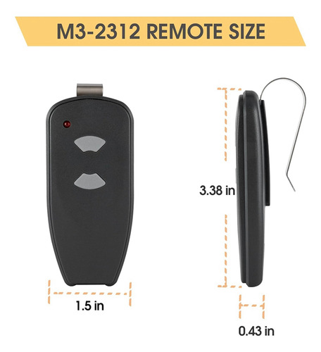 M3-2312 Control Remoto De 315 Mhz Con 2 Botones Para Puerta