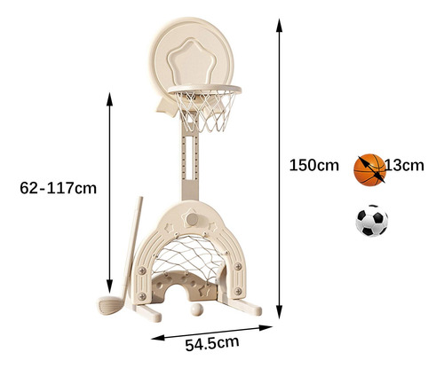 Conjunto De Cesta De Basquete 3 Em 1, Versátil, Branco
