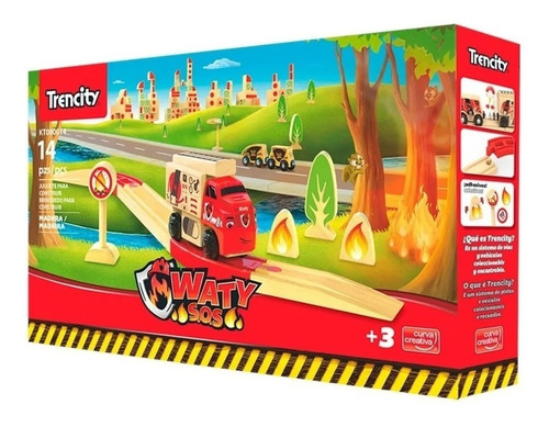 Trencity Kit Waty S.o.s. Camion Bombero C/ Accesorios Madera