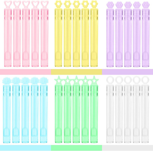 Paquete De 30 Mini Varitas De Burbujas (6 Estilos, 6 Colores