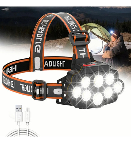 Lámpara De Cabeza Led Linterna Minero Recargable Con Imperme,linterna Led Campamento,lampara Led Recargable Portatil Qzgyoool