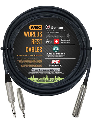 Cable De Extension Para Auriculares Estereo 6,35mm M/f, 7...