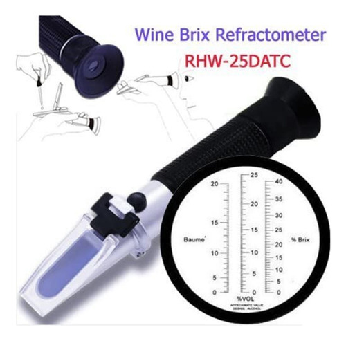 3 En 1 Refractómetro De Uva Y Alcohol Rhw25 Atc 0-25% Vol Y