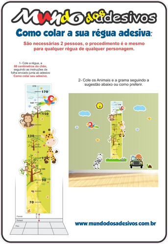 Imagem 4 de 8 de Adesivo Parede Régua Safari Personalizado Nome Criança