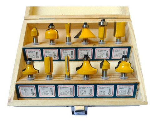 Juego De 12 Brocas Fresas Madera Router