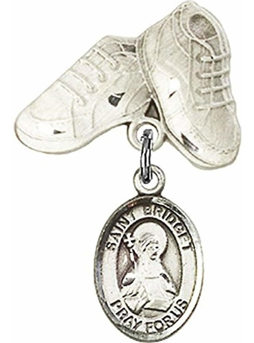 Plata De Ley Bebé Badge With St. Bridget De Encanto Suecia Y