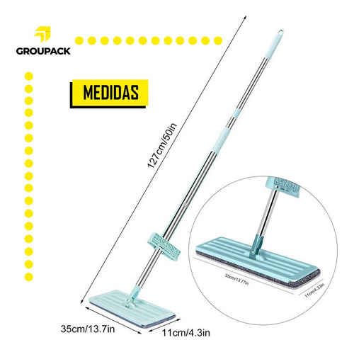 Trapeador Fregona Plana Giratoria 360° Limpieza Profunda Mop