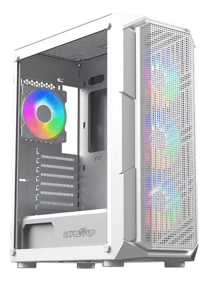 Level Up Hercules Gabinete Gamer Vidrio Templado X4 Fan Rgb Color Blanco