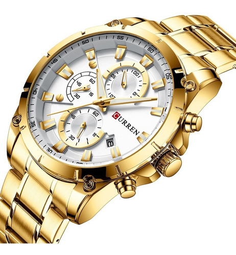 Reloj curren Cronómetro hombre analogo Fechador Dorado