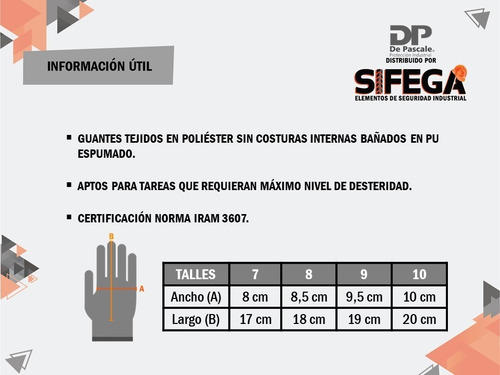 Imagen 4 de 5 de Guantes Tejidos Sin Costura Recubiertos En Pu Espumado