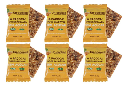 Paçoca Doce Sem Açucar Glutem Lactose Kit Uncooked C/6 20g