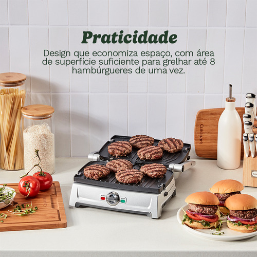 Grill Compacto Chapa E Panini Press Cuisinart Cor Cinza 127v