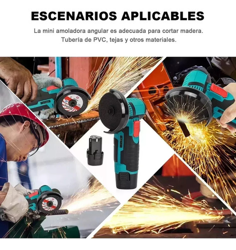 Esmeril Galletero Angular Inalámbrico Recargable + 2 Discos