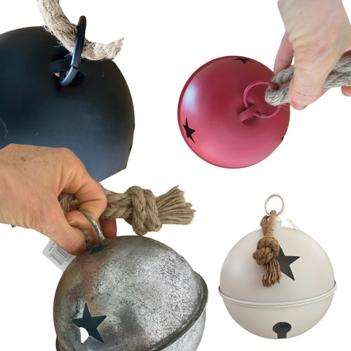 Cascabel Decorativo Navidad 14cm Metal 3 Pzs