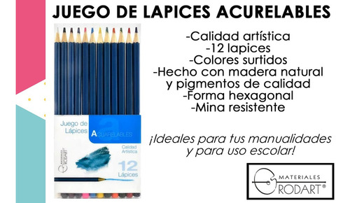 12 Lapices D Madera Colores Acuarelables P Dibujo Rodart