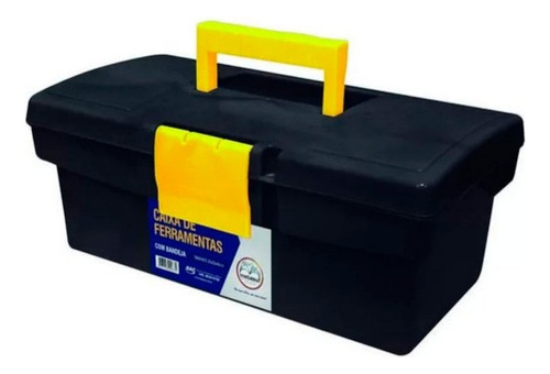 Metasul Padrão caixa de ferramentas plástica pequena 18cmx32cm-12,5'' cor preto amarelo