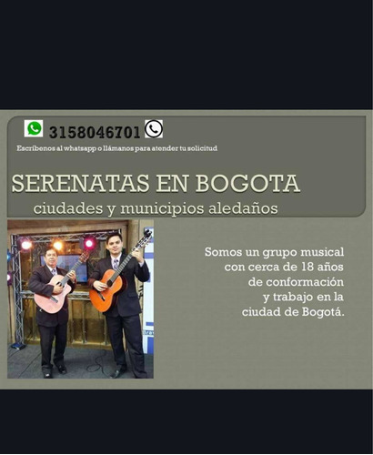 Imagen 1 de 4 de Serenatas En Bogotá Dúo O Trío Bolero Música De Cuerda
