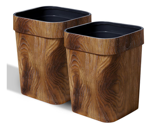 Cubo De Basura De Plástico Con Diseño De Veta De Madera Para