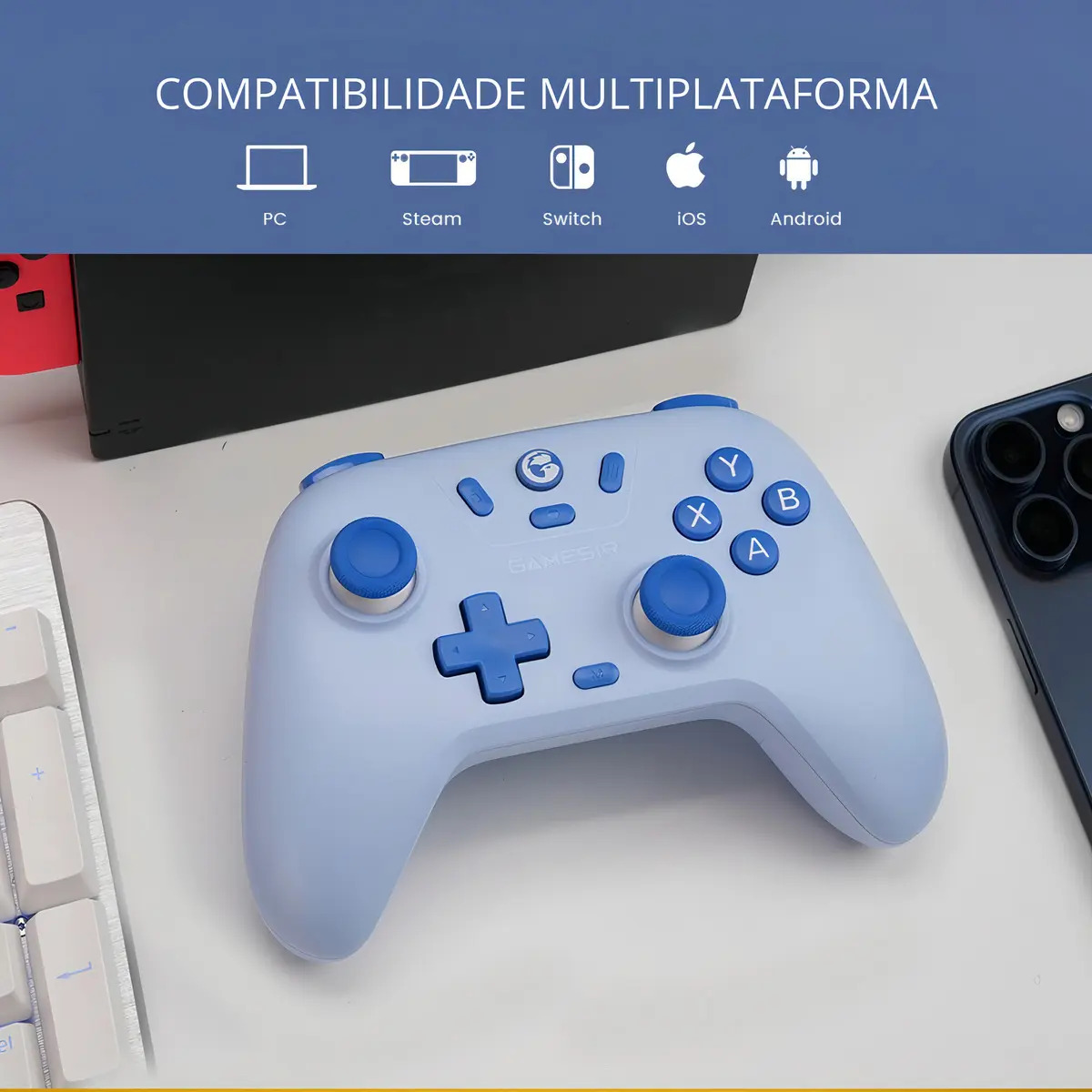 Controle Gamesir T4 Nova Lite Sem Fio Para Pc Switch Android Ios Steam Celular Hall Effect Cor Rosa 5