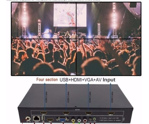 Imagen 2 de 3 de Video Wall 2x2 Hdmi Vga Usb Procesador 2x2 (solo A Pedido)
