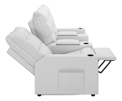 Poltrona Reclinável Para Cinema Parma 3l Baú Usb Pu Cor Branco