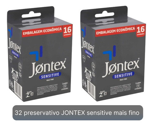 2 Caixa De Preservativo Jontex Sensitive Mais Fino 16 Cada