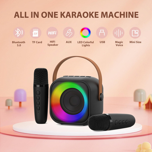 Karaoke Machine Jeefu For Kids W/ 2 Mic Blue 3-12 Years Old
