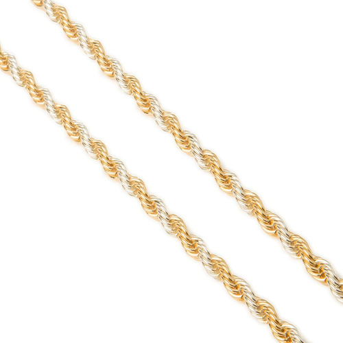 Cadena Collar Torsal Bitono 8mm Unisex 60cm Chapa De Oro 18k Color Dorado