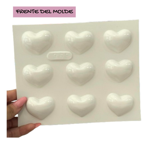 Molde Plastico Para Bombon 9 Corazones Blanco