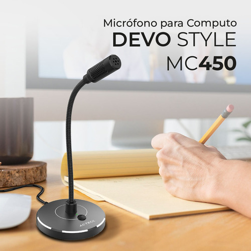 Micrófono Para Computo Devo Style Mc450 Alámbrico Cardioide Color Negro