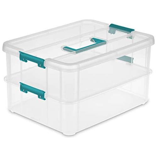 Caja Apilable De 2 Capas 1427clr, Tapa Transparente Y A...