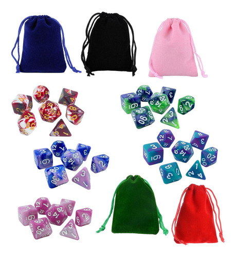 35 Dados Poliédricos Con Bolsas De Almacenamiento, Juguete