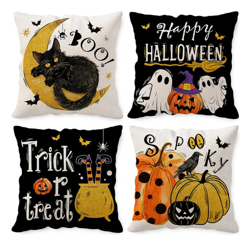 Juego De 4 Fundas De Almohada Halloween 50 X 50 Cm