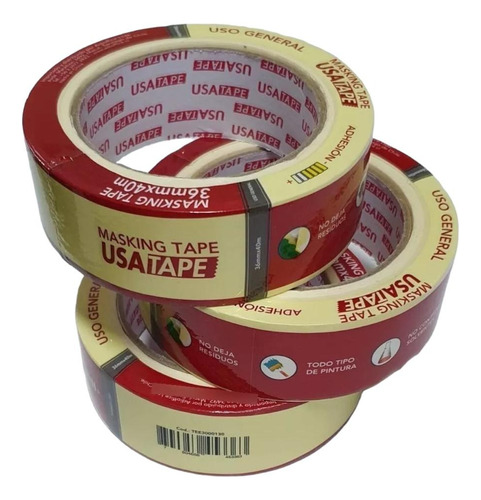 Pack 3 Cintas Papel Para Enmascarar Masking Tape 36mm X 40m