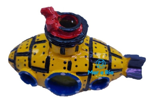 Imagem 4 de 6 de Enfeite Aquário Toca Submarino Amarelo Yellow Submarine