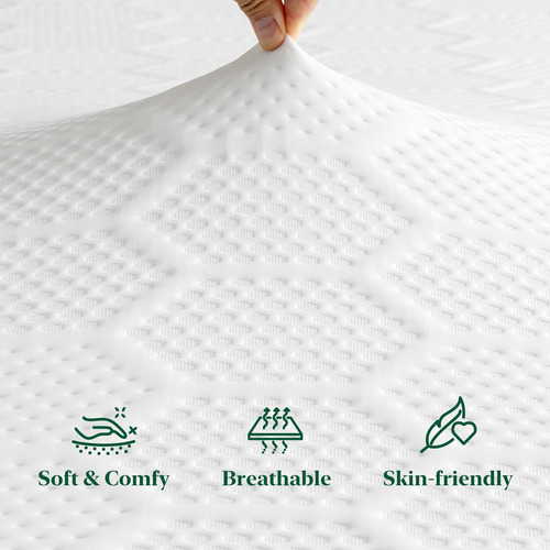 Cubrecolchón King De Espuma Viscoelástica De Gel 10 Cm Blanco Diseño De La Tela Súper King