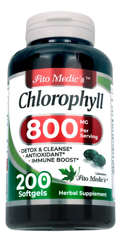 Suplemento De Clorofila Fito Medic's Lab 800 Mg 200 Cápsulas
